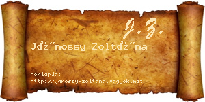 Jánossy Zoltána névjegykártya